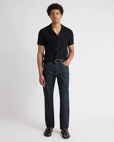 Jeans à Jambe Droite Délavé Foncé