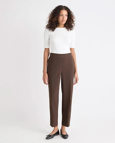 Pantalon Jogger Fluide Brun à Taille Mi-Haute et Jambe Fuselée