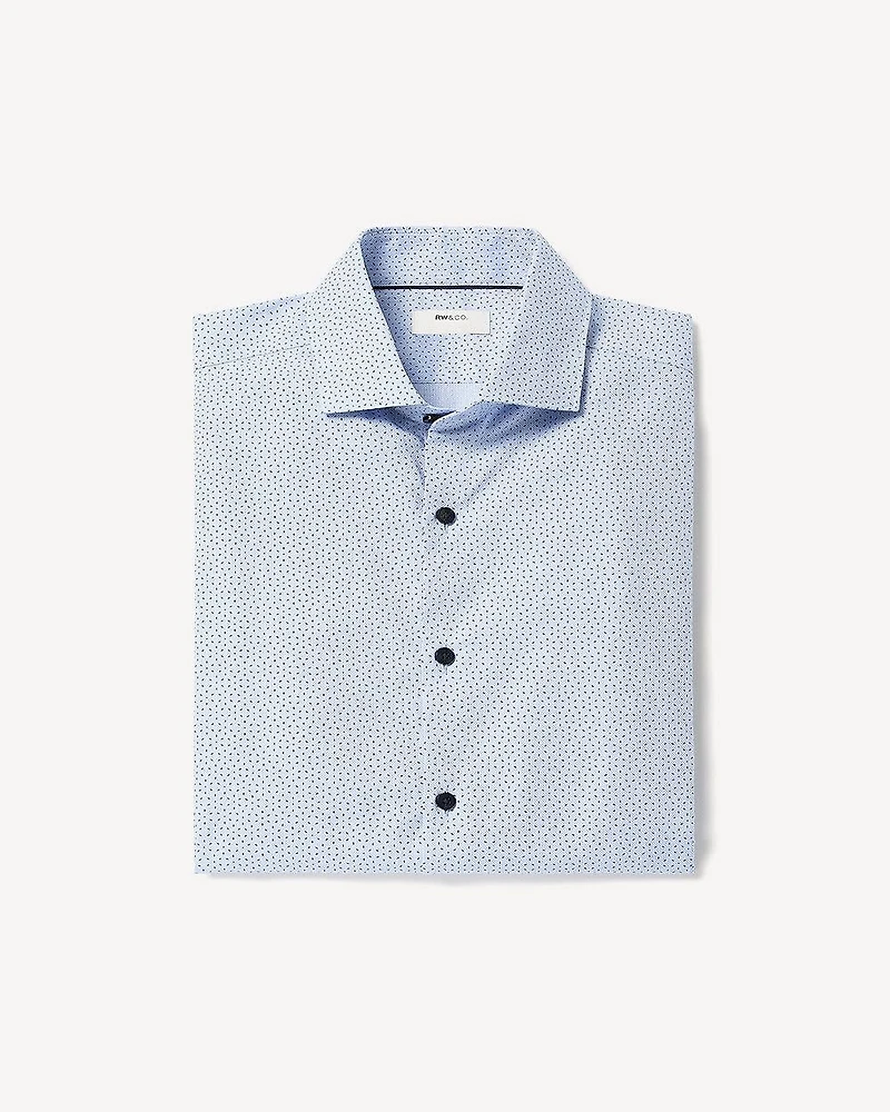 Navy Tailored-Fit Dress Shirt with Geo Pattern