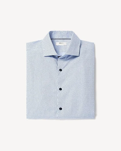 Navy Tailored-Fit Dress Shirt with Geo Pattern