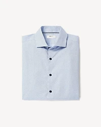 Navy Tailored-Fit Dress Shirt with Geo Pattern