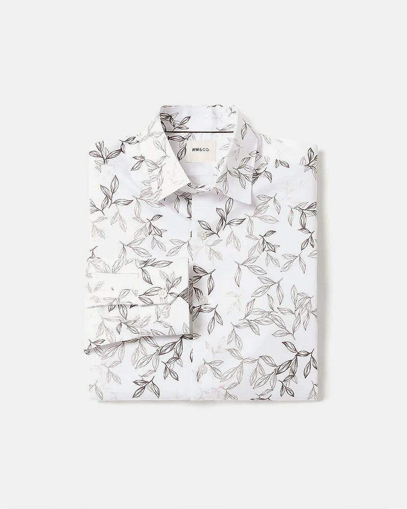 Slim-Fit Dress Shirt with Foliage Print