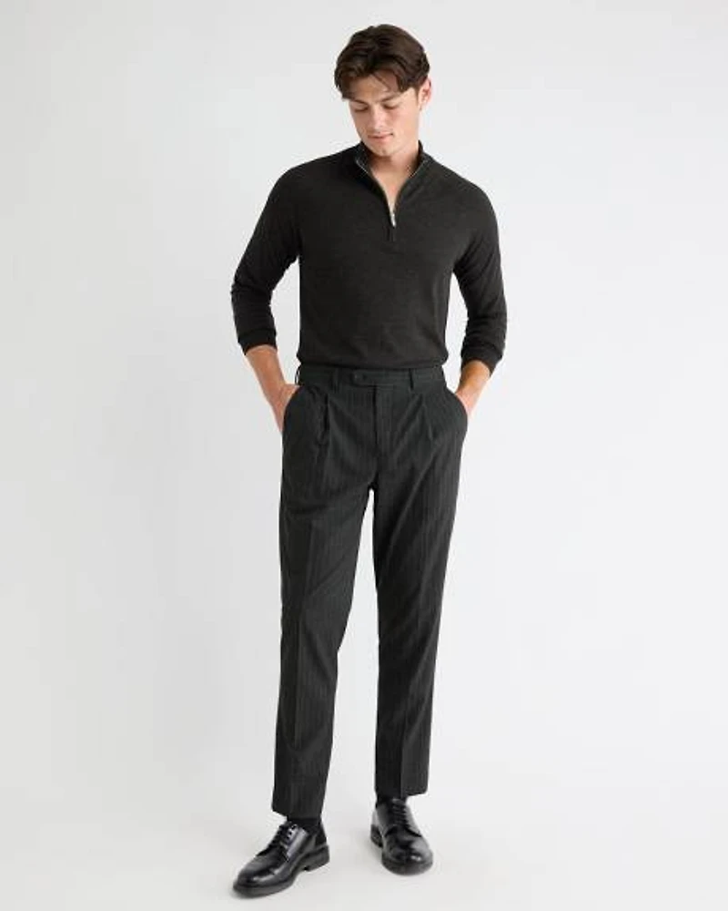 Striped Tapered-Leg Pleated Dress Pant