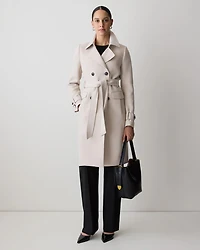 Manteau Trench en Sergé à Boutonnage Double avec Ceinture