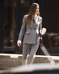 Wool-Blend Double-Breasted Hourglass Blazer