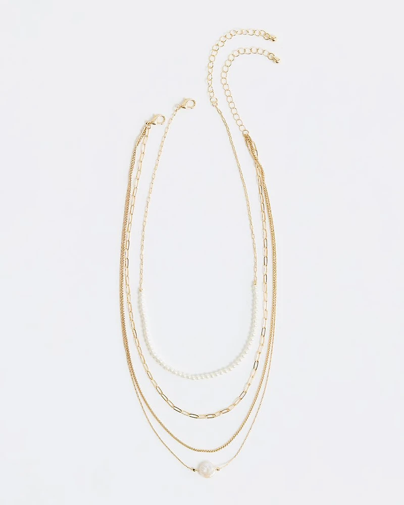 Multi-Chain Necklace with Pearls