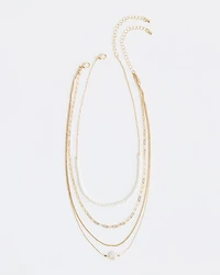 Multi-Chain Necklace with Pearls