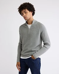 Long-Sleeve Half-Zip Mock-Neck Sweater