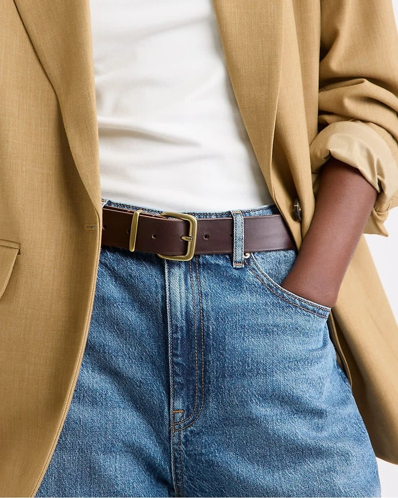 Leather Belt with Square Buckle