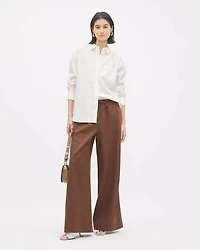 Linen Mid-Rise Wide-Leg Pant