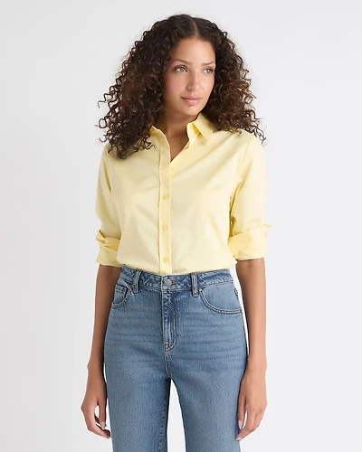Long-Sleeve Buttoned-Down Poplin Blouse