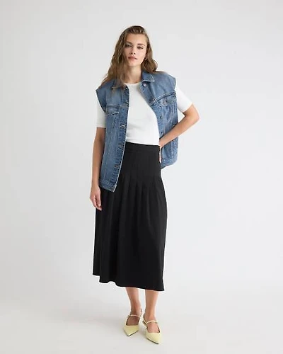 Ultra-High-Rise Twill Midi Skirt