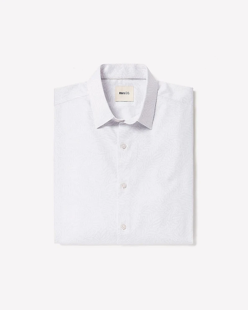 Slim-Fit Dress Shirt with Tonal Foliage Print