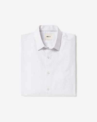 Slim-Fit Dress Shirt with Tonal Foliage Print