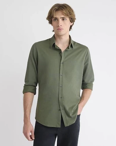 Long-Sleeve Piqué-Knit Shirt