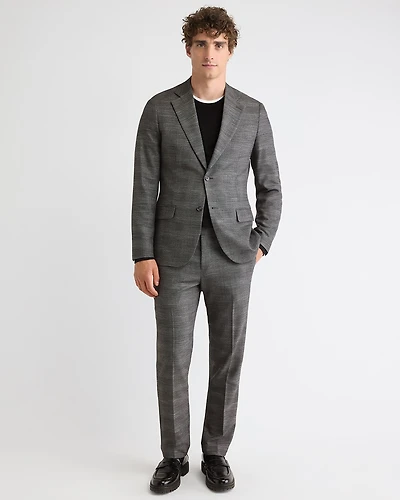 Pantalon de Complet Carreauté Gris Foncé à Coupe Étroite