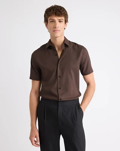 Chemise Habillée Style Tricot à Coupe Étroite Manches Courtes