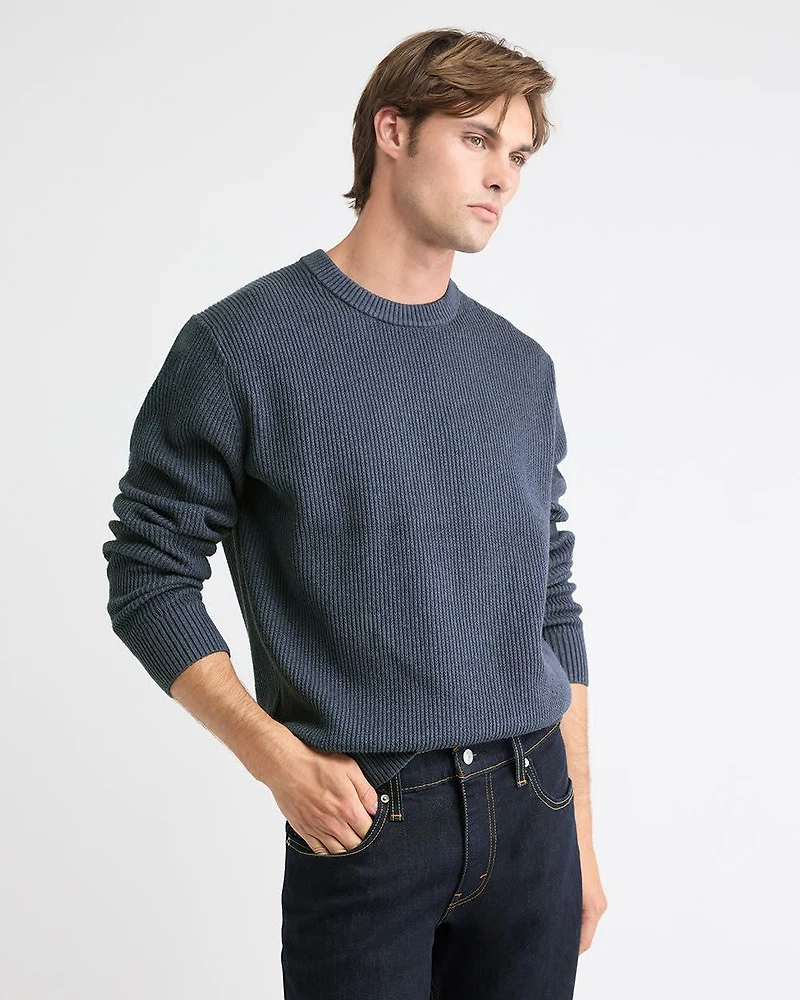 Cashmere-Blend Long-Sleeve Crew-Neck Sweater