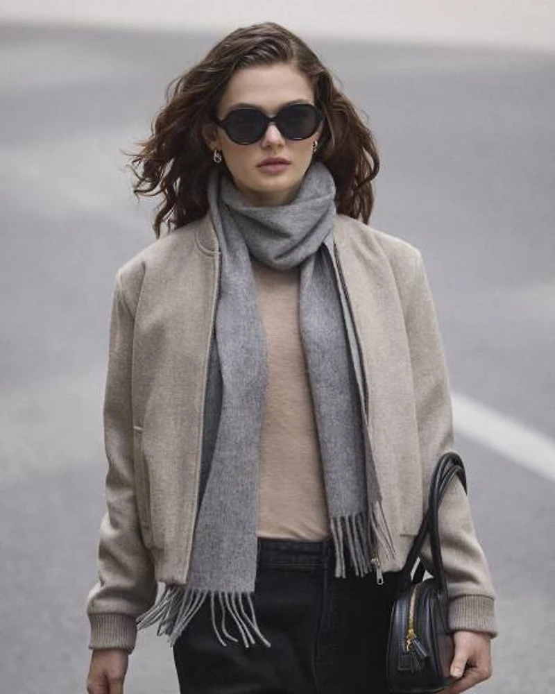 Wool-Blend Zip-Up Bomber Jacket