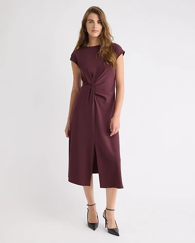 Robe Midi Sans Manches avec Détail Drapé