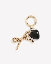 Metal Bow and Heart Bag Charm