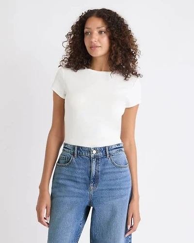 T-Shirt à Manches Courtes et Col Rond en Tricot Luxueux