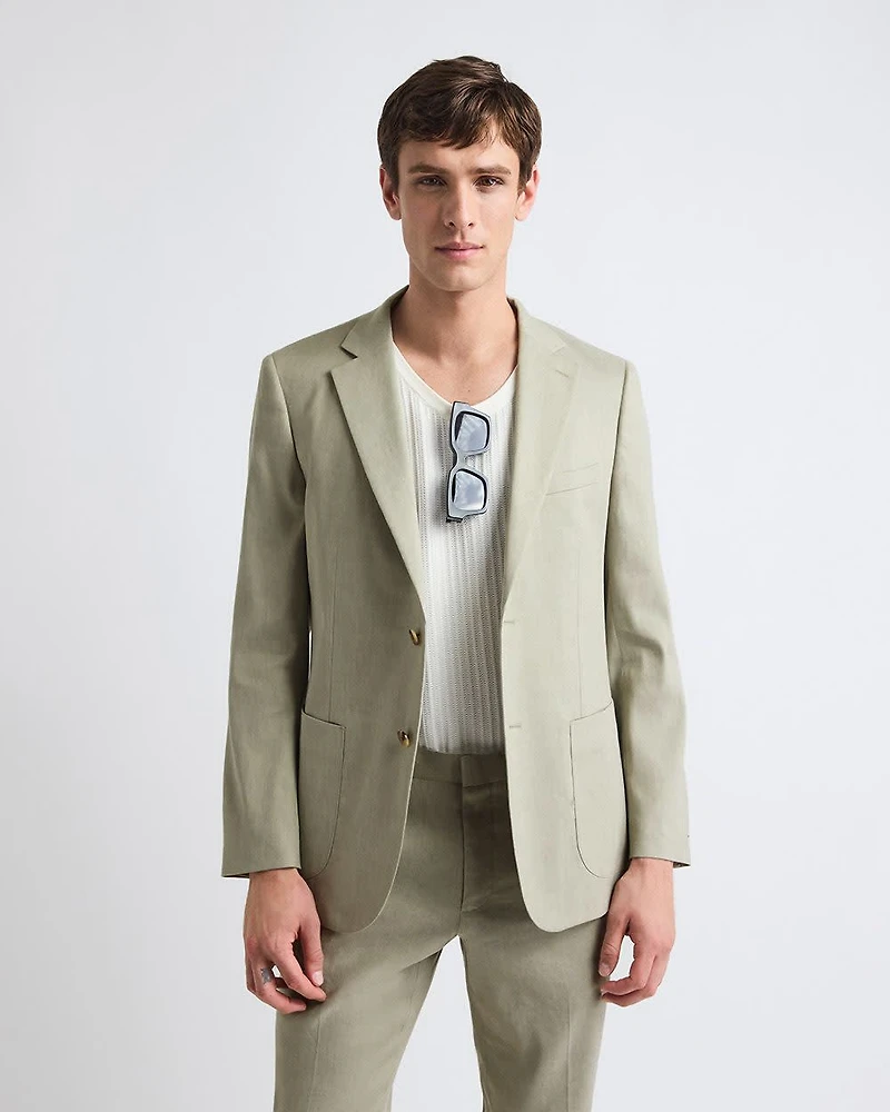 Tailored-Fit Sage Linen-Blend Suit Blazer