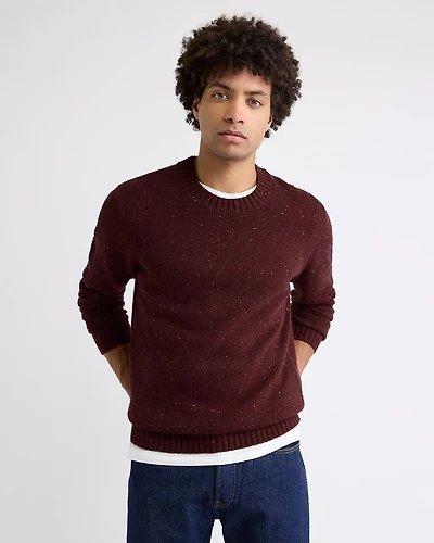 Long-Sleeve Crew-Neck Sweater with Neps