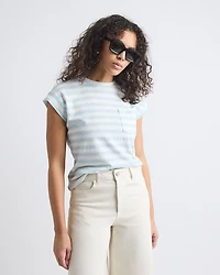 Extended-Sleeve Crew-Neck Linen-Blend Top