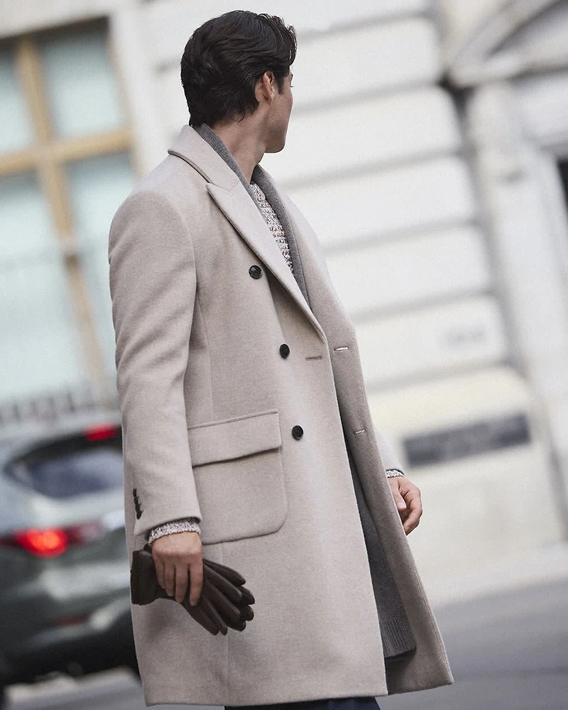 Classic Wool-Blend Coat with Tailored Collar