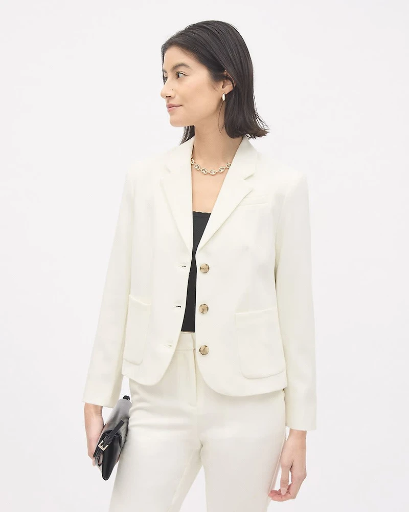 Crème Three-Button Short Blazer