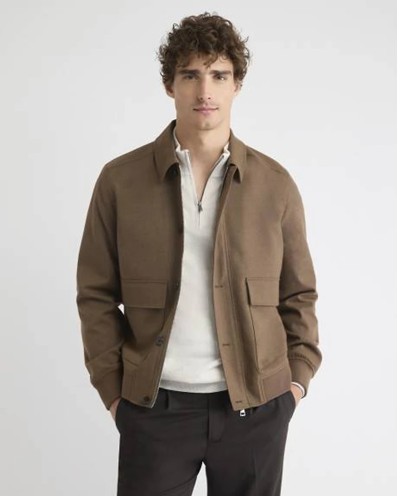 Veste Aviateur en Sergé avec Col Chemisier