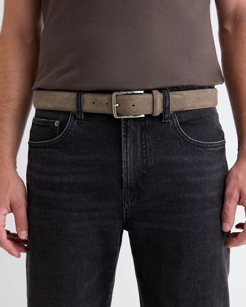 Suede Belt with Square Buckle