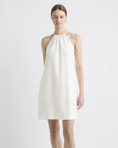 Sleeveless Halter-Neck Linen-Blend Mini Dress