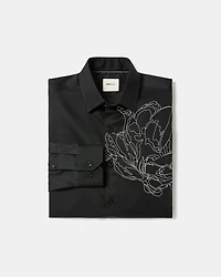 Slim-Fit Dress Shirt with Floral Pattern