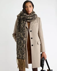 Leopard-Print Scarf with Fringes