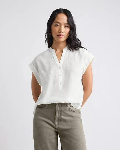 Extended-Sleeve V-Neck Blouse