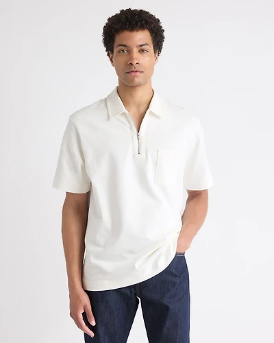 Oversized Short-Sleeve Half-Zip Polo