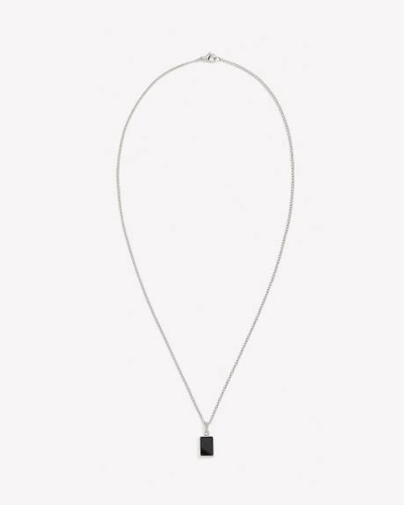 Stainless Steel Necklace with Black Onyx Pendant
