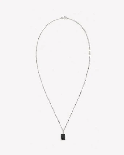 Stainless Steel Necklace with Black Onyx Pendant