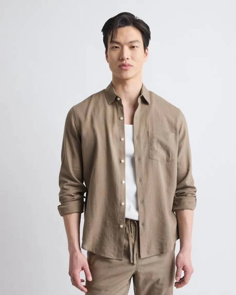 Long-Sleeve Linen-Blend Shirt