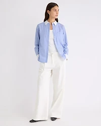 Mid-Rise Wide-Leg Cream Jeans