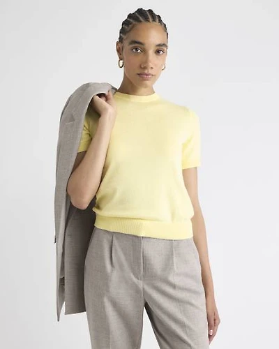 Wool-Blend Short-Sleeve Crew-Neck Sweater