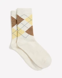 Wool and Cashmere Argyle Crew Socks