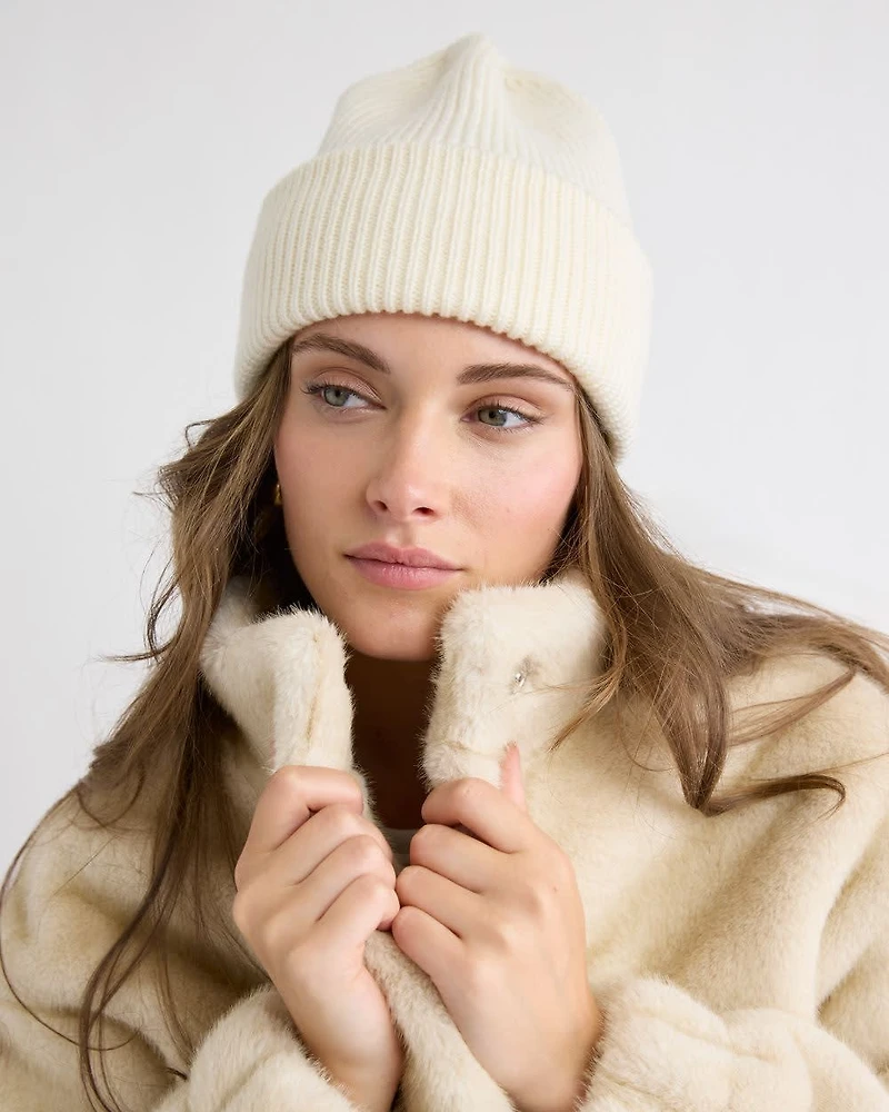 Wool-Blend Ribbed Beanie