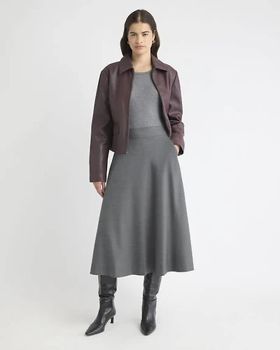 Wool-Blend High-Rise Flare Midi Skirt