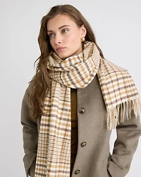 Plaid Scarf with Fringes