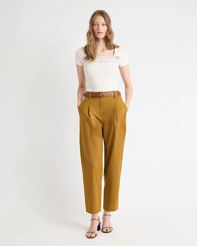 Twill High-Rise Barrel Ankle Pant