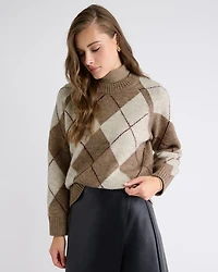 Long-Sleeve Crew-Neck Intarsia Sweater