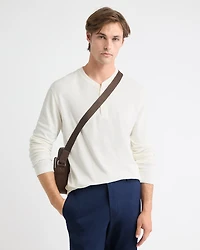 Long-Sleeve Henley Waffled Tee